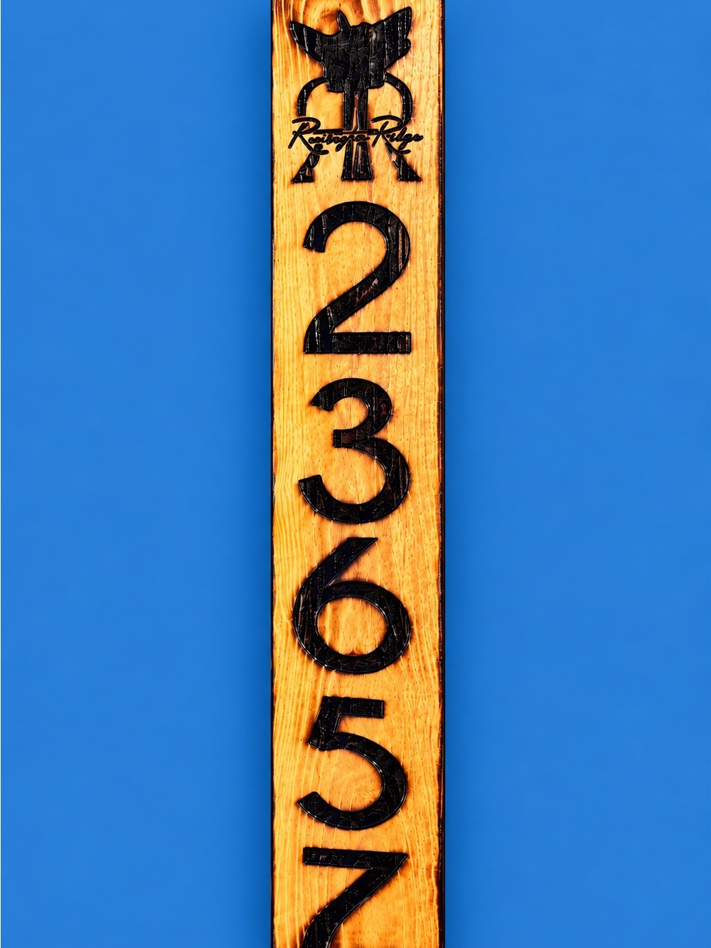 Engraved Wooden Vertical House Number Sign